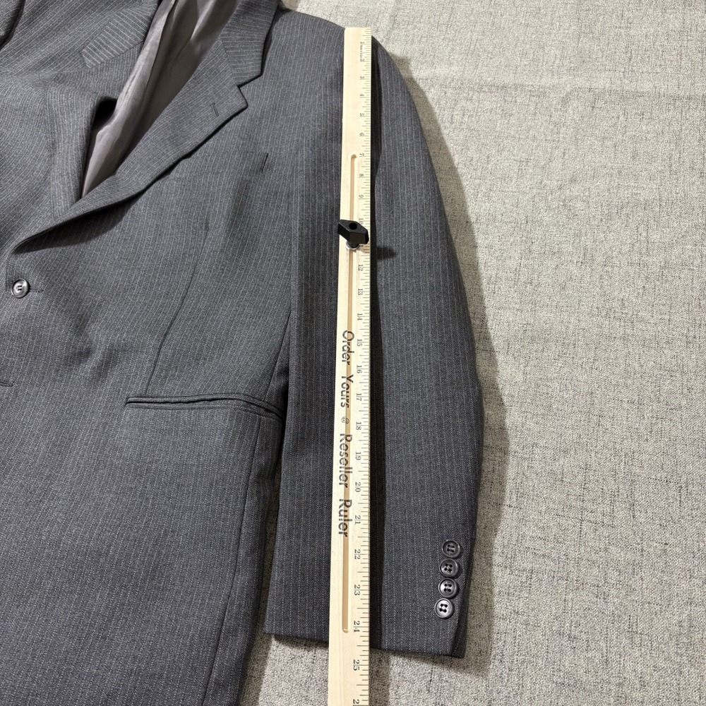Vtg St Michael Men Pinstripe Suit 42R* 3 Piece Wool Gray Jacket Vest Pant 40x29 - Picture 7 of 16